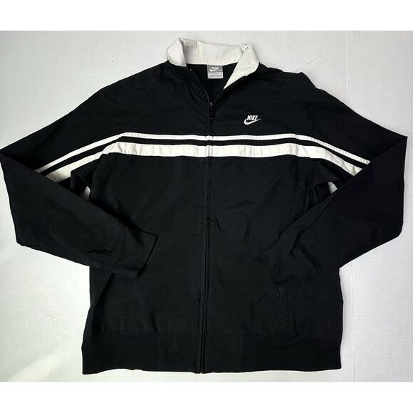 Nike Sports Track Jacket Y2K Womens Large 12/14 Black Outerwear‎ Athletic EUC - Picture 1 of 11